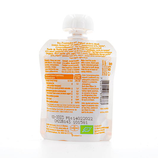 Holle Mango Monkey: Mango & Yogurt (8+ Months) - 6 Pouches - Emmbaby Canada