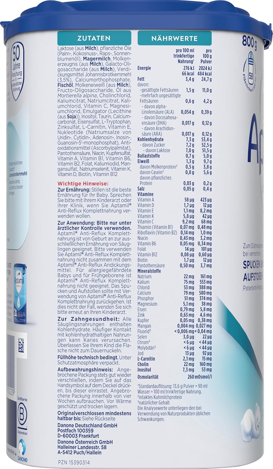 Aptamil Anti-Reflux Baby Milk  (800g/28.2 oz)