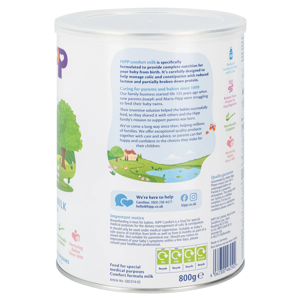 HiPP UK Comfort Formula from Birth Cow Milk (800g)