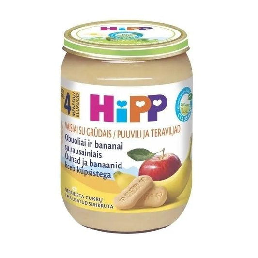 HiPP Apple And Banana With Biscuits Puree 190G - 6 Jars - Emmbaby Canada